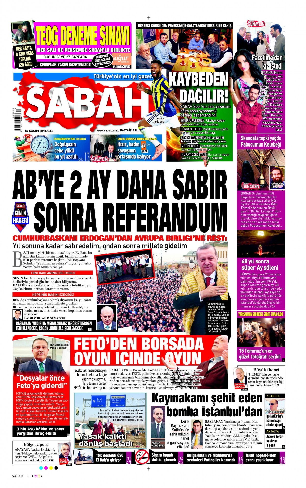 15 Kasım 2016 gazete manşetleri - 736