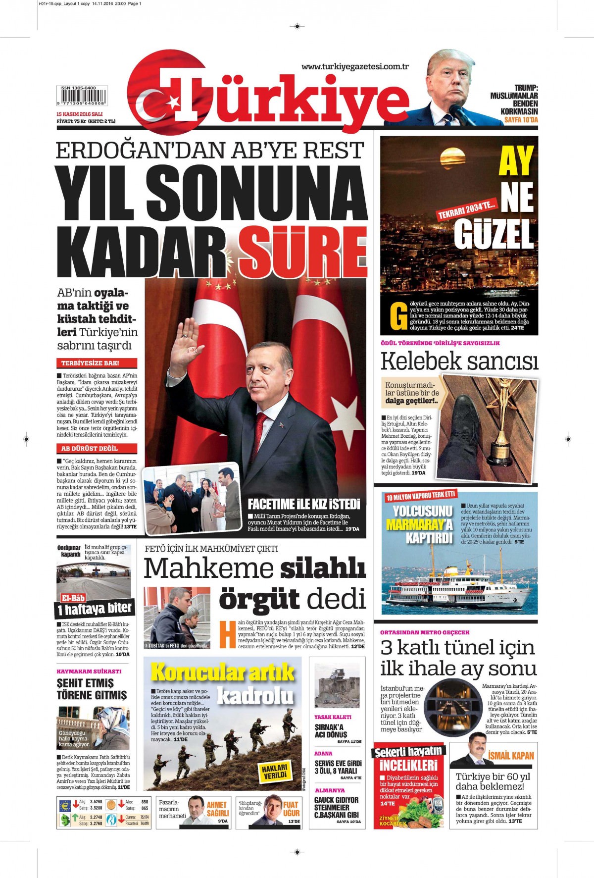 15 Kasım 2016 gazete manşetleri - 747