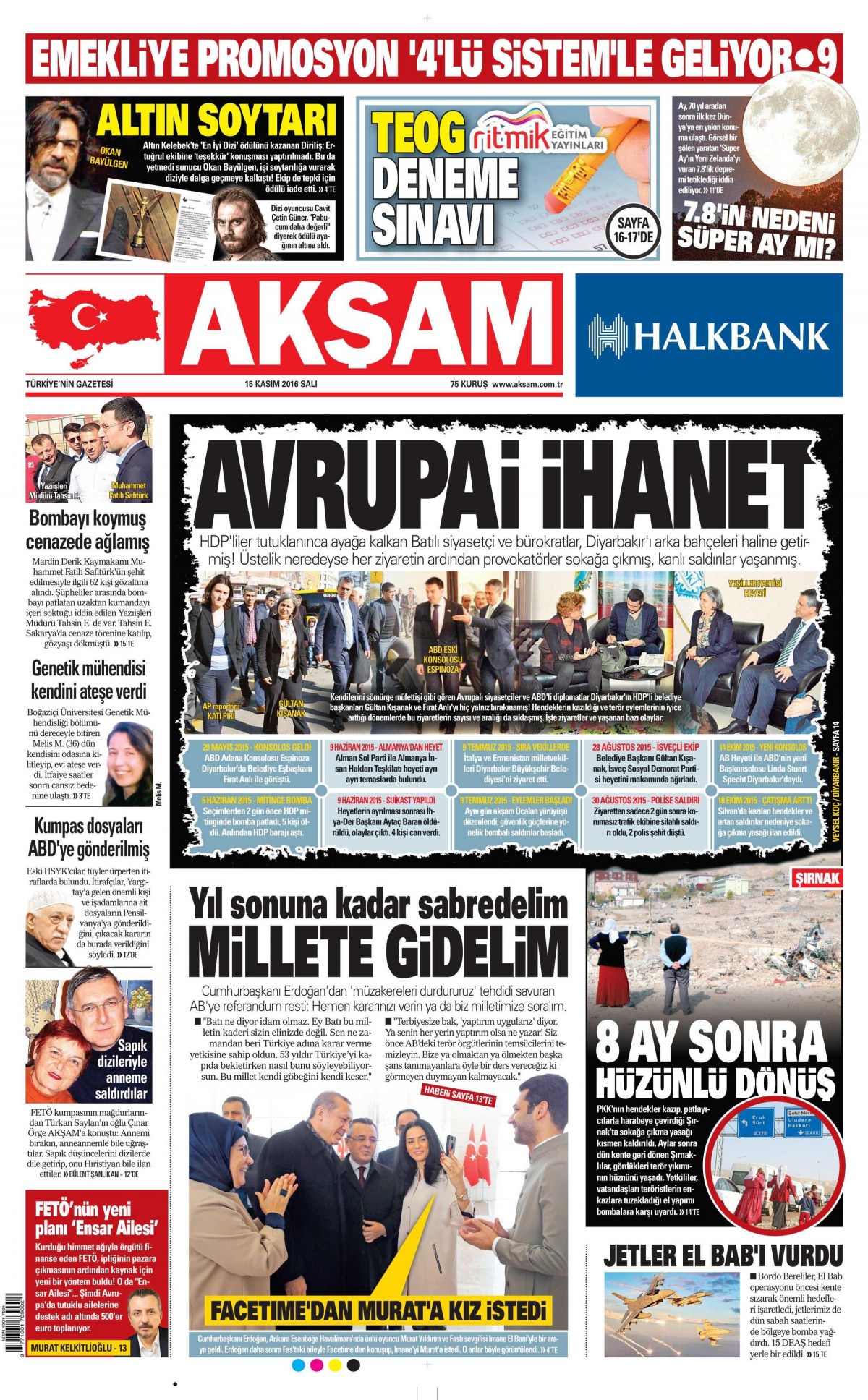 15 Kasım 2016 gazete manşetleri - 891