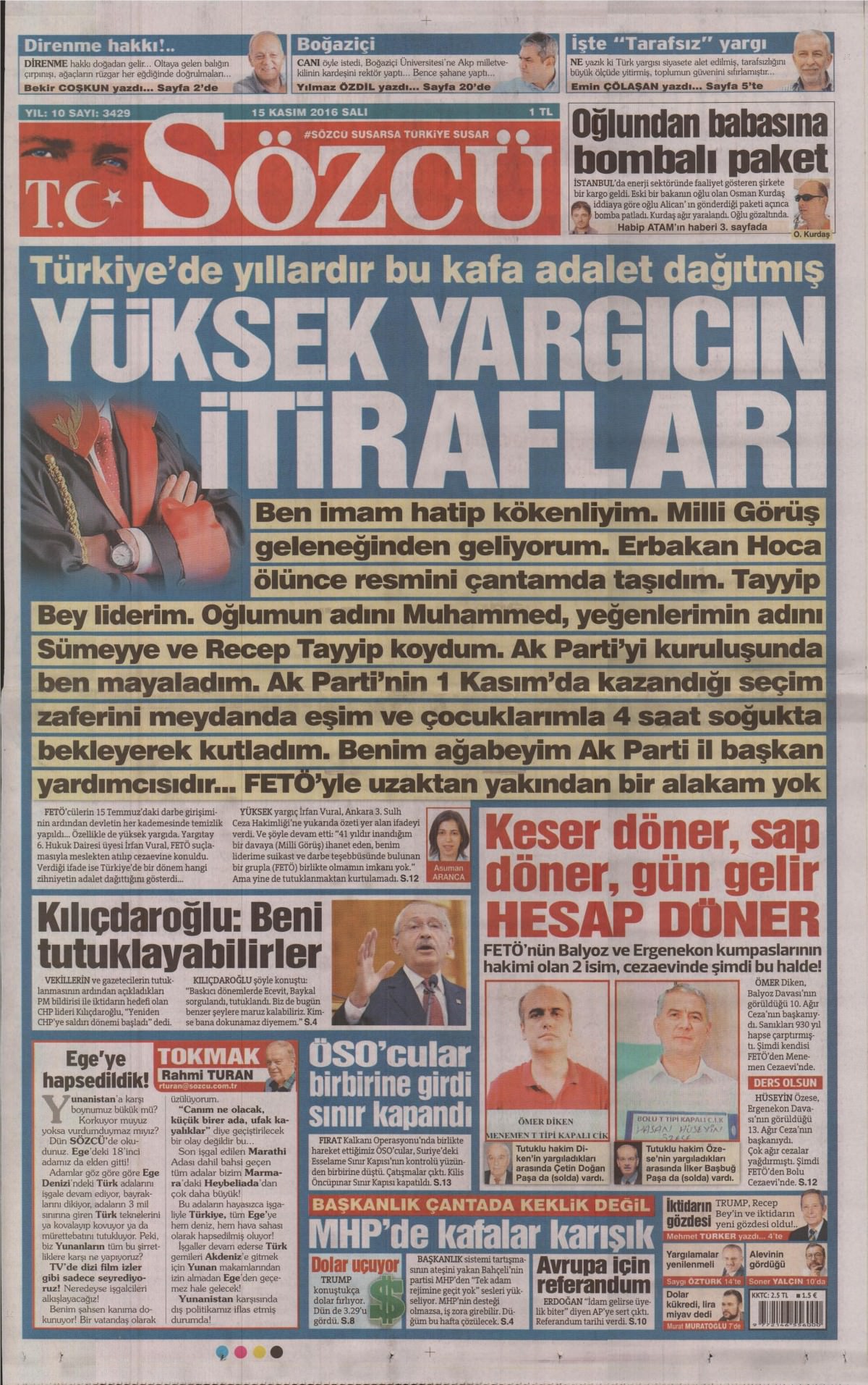 15 Kasım 2016 gazete manşetleri - 828