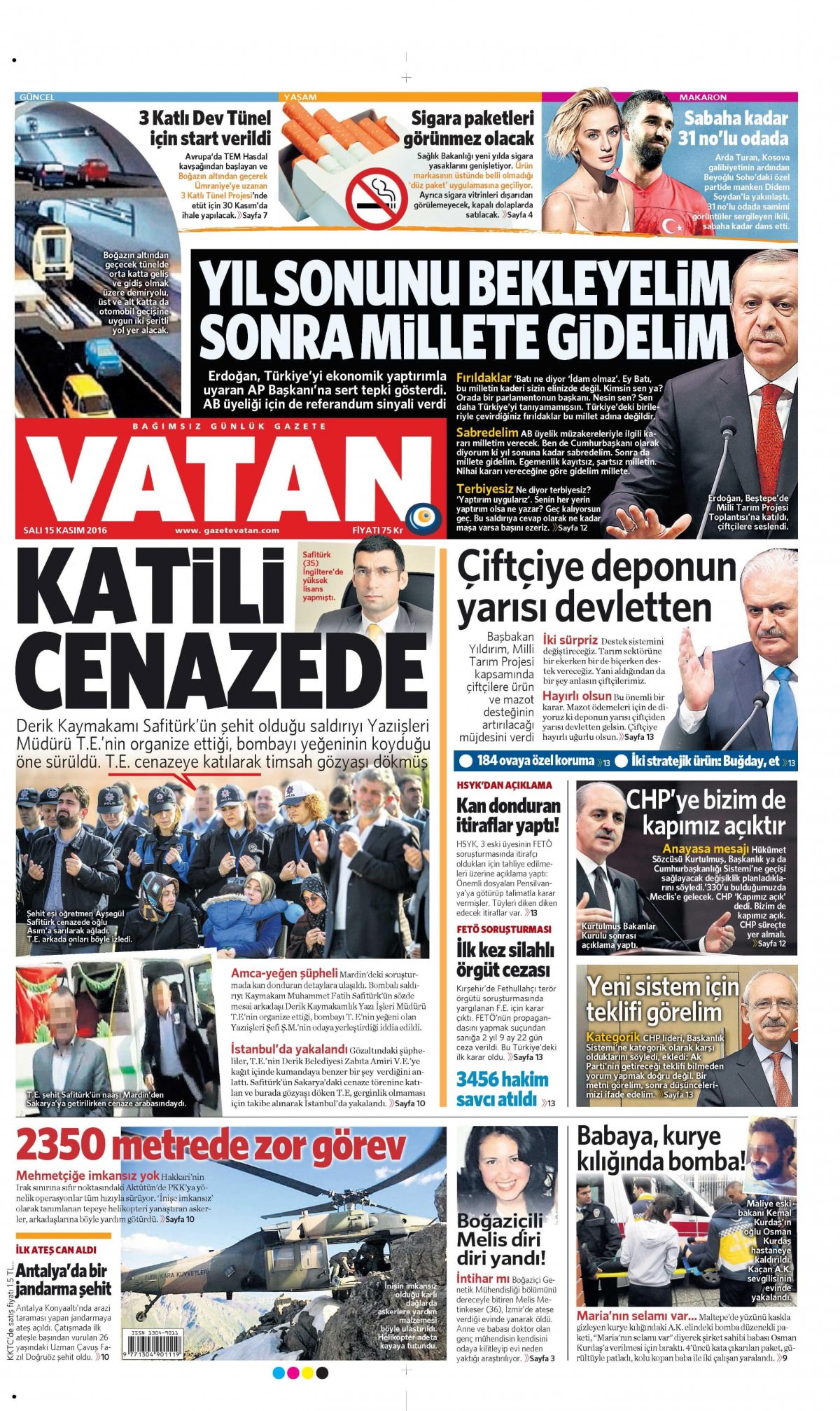 15 Kasım 2016 gazete manşetleri - 533