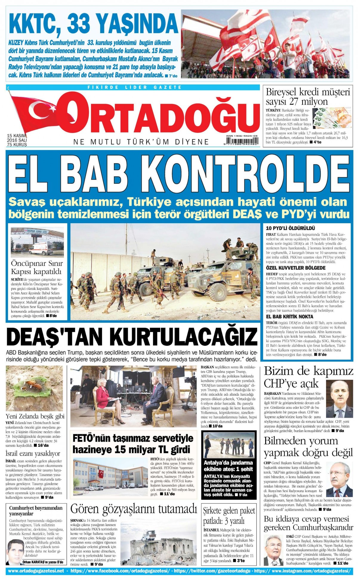 15 Kasım 2016 gazete manşetleri - 741