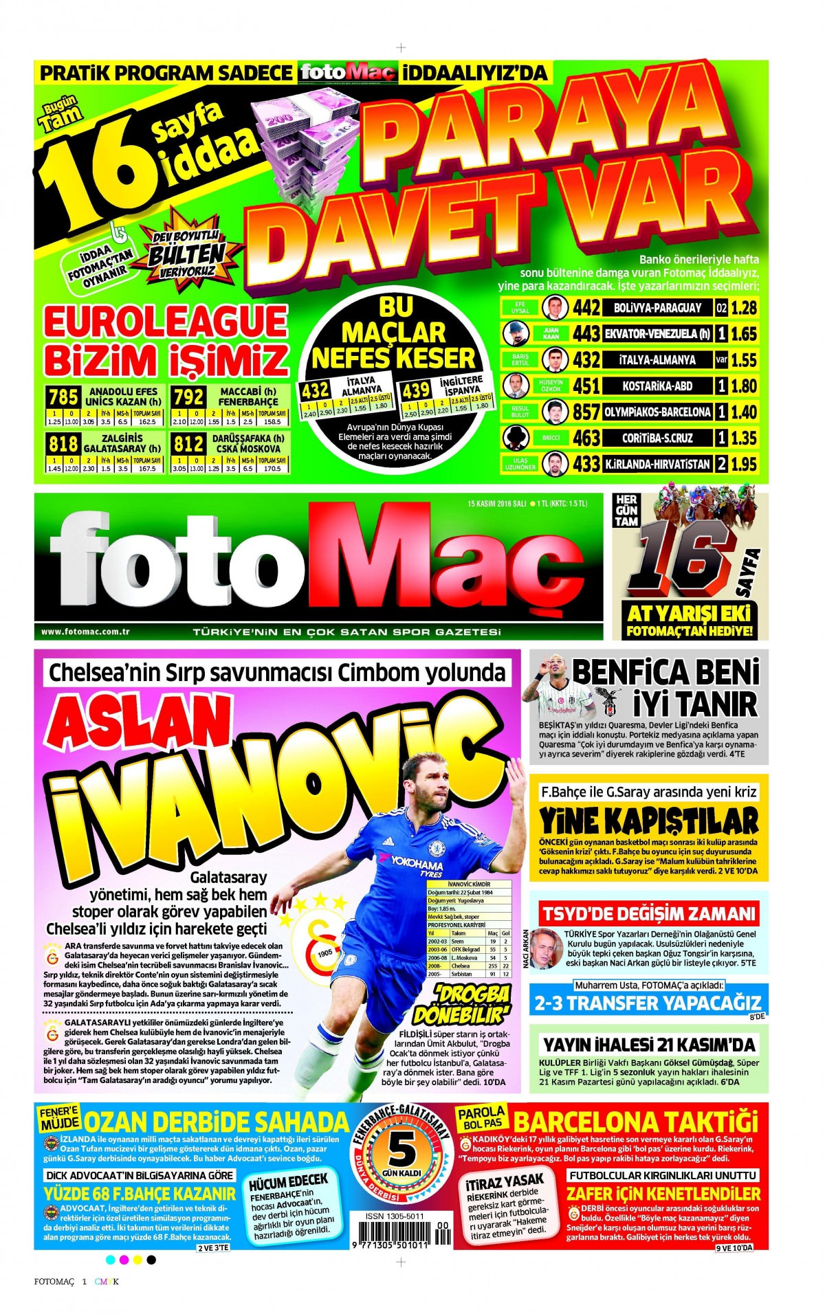 15 Kasım 2016 gazete manşetleri - 646