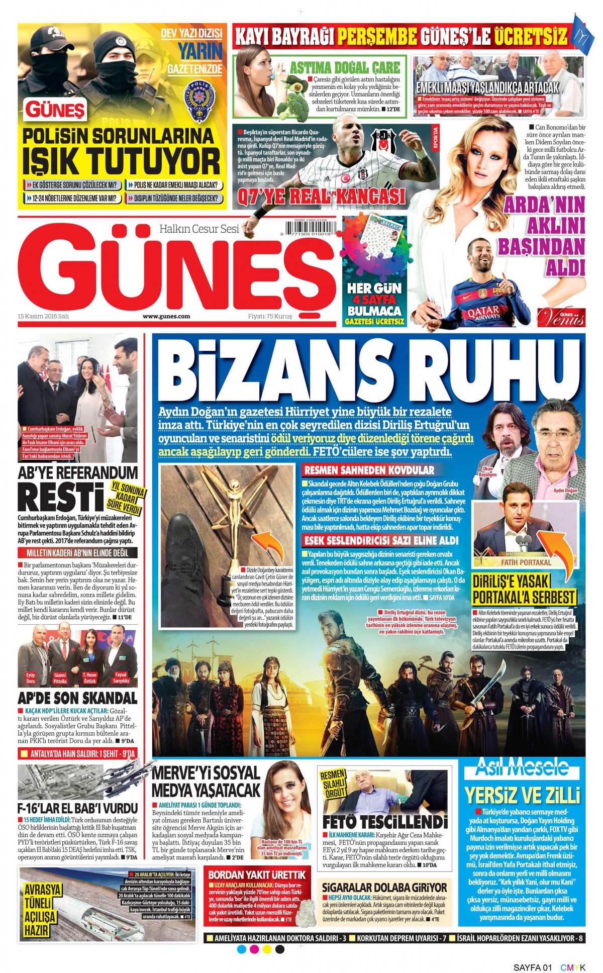 15 Kasım 2016 gazete manşetleri - 739