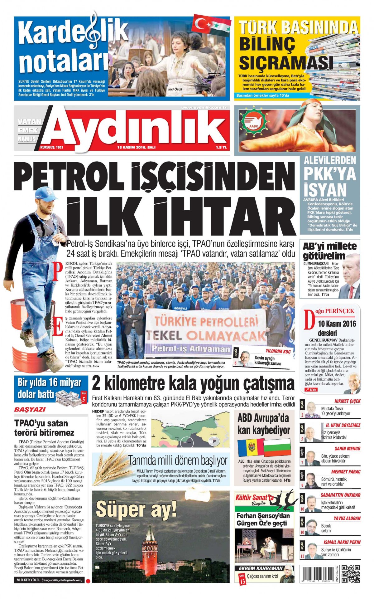 15 Kasım 2016 gazete manşetleri - 854