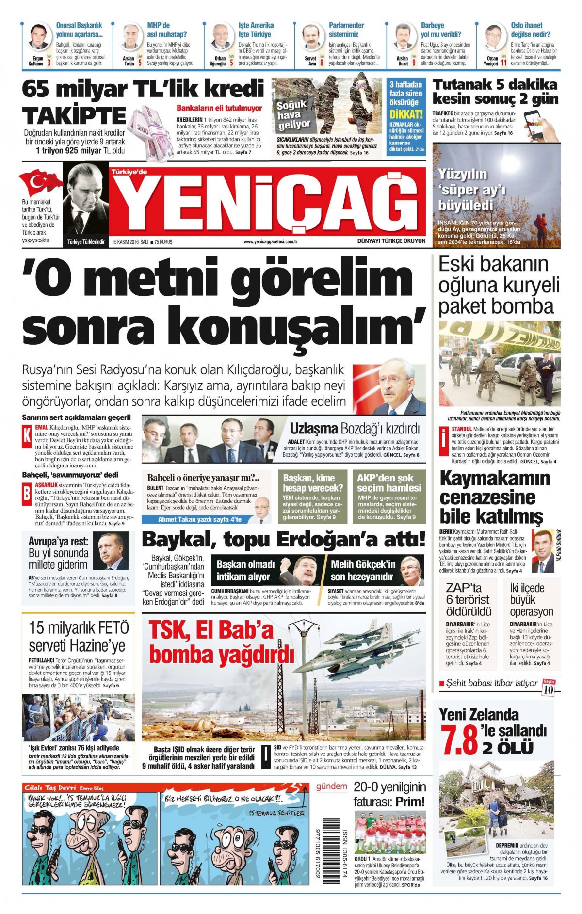 15 Kasım 2016 gazete manşetleri - 706