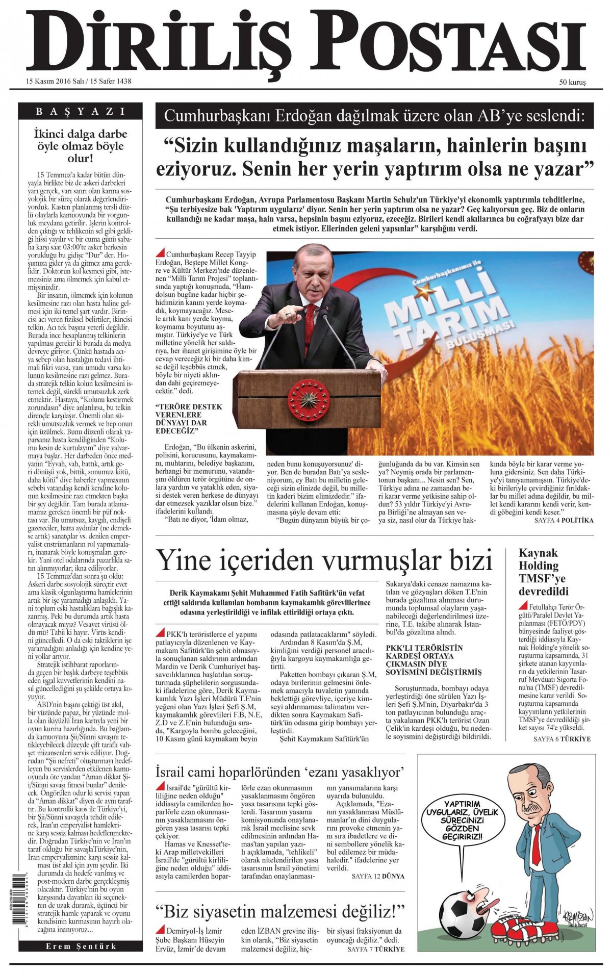 15 Kasım 2016 gazete manşetleri - 915