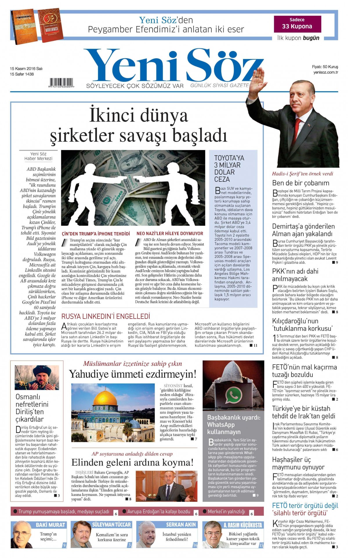 15 Kasım 2016 gazete manşetleri - 646