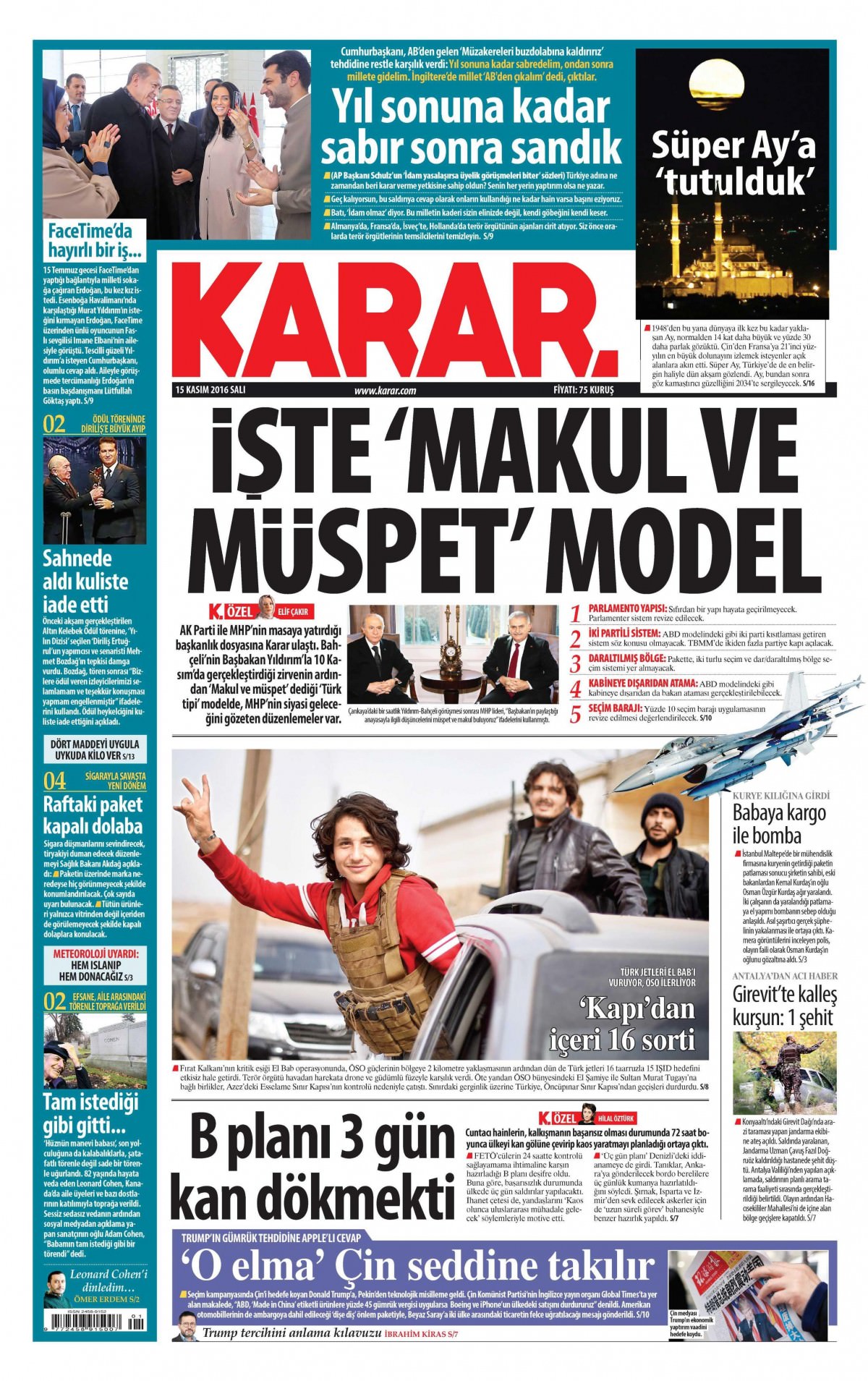 15 Kasım 2016 gazete manşetleri - 894