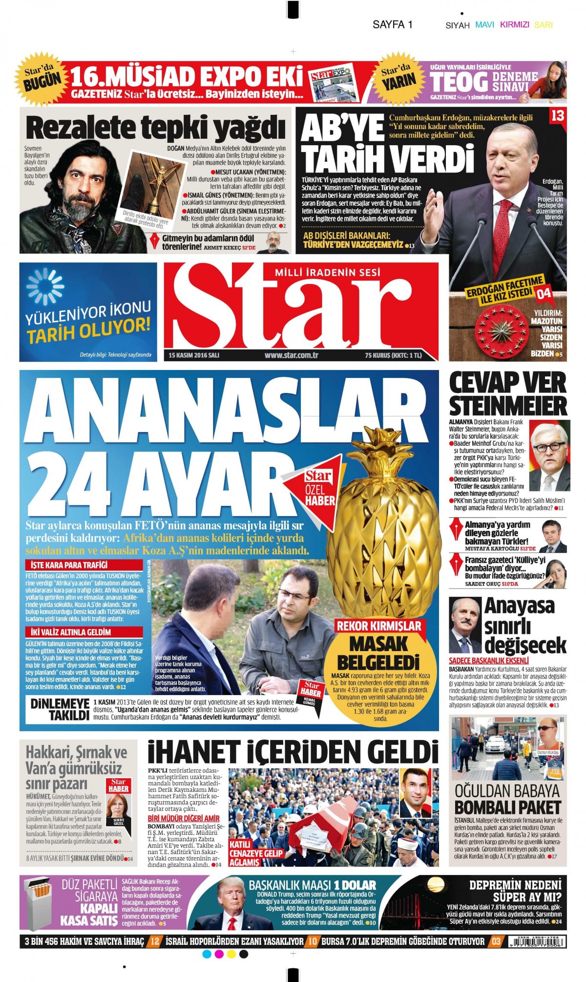 15 Kasım 2016 gazete manşetleri - 747