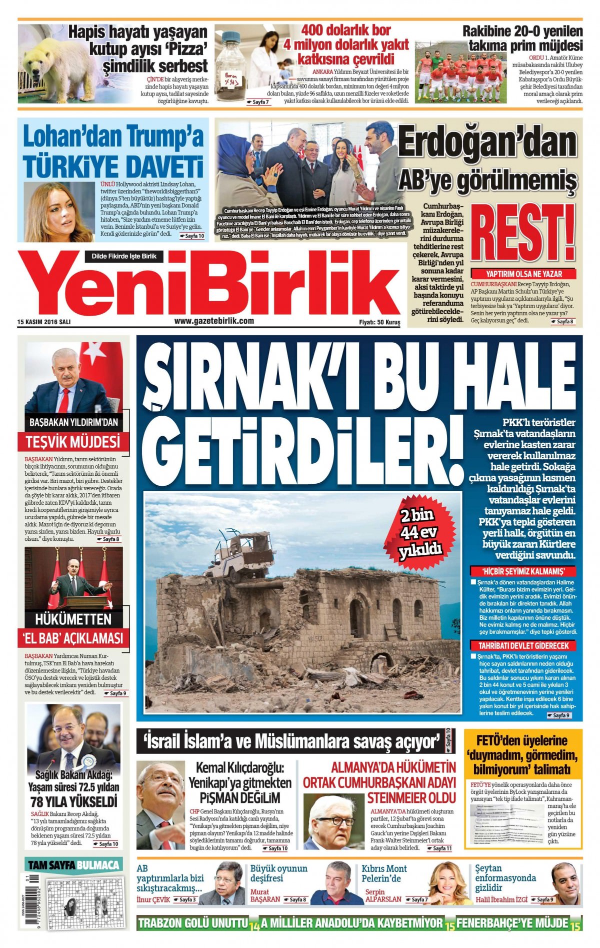 15 Kasım 2016 gazete manşetleri - 943