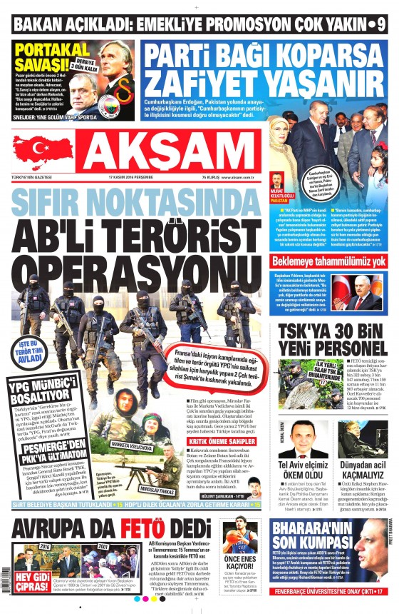 17 Kasım 2016 gazete manşetleri - 879