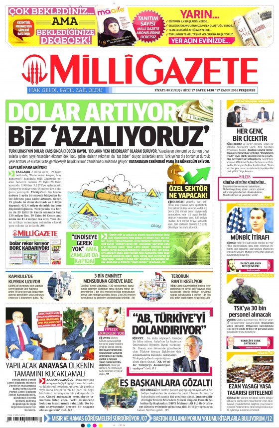 17 Kasım 2016 gazete manşetleri - 710