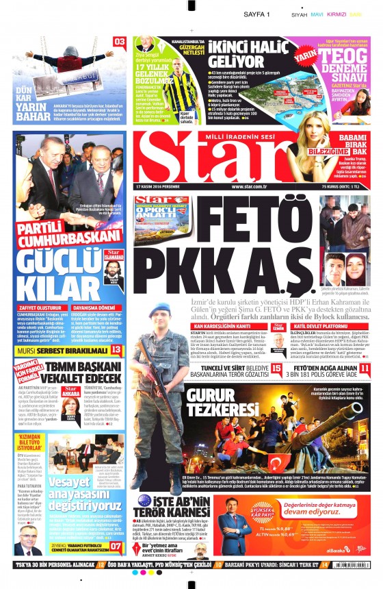 17 Kasım 2016 gazete manşetleri - 774