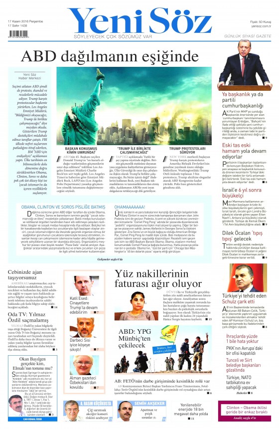 17 Kasım 2016 gazete manşetleri - 870