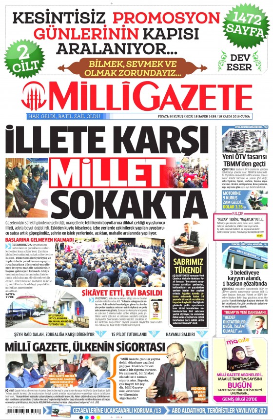 18 Kasım 2016 gazete manşetleri - 855