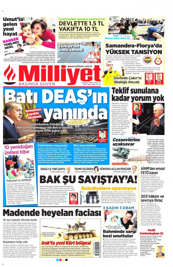 18 Kasım 2016 gazete manşetleri - 842