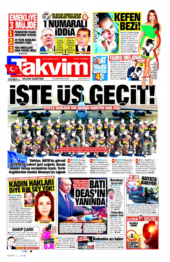 18 Kasım 2016 gazete manşetleri - 932