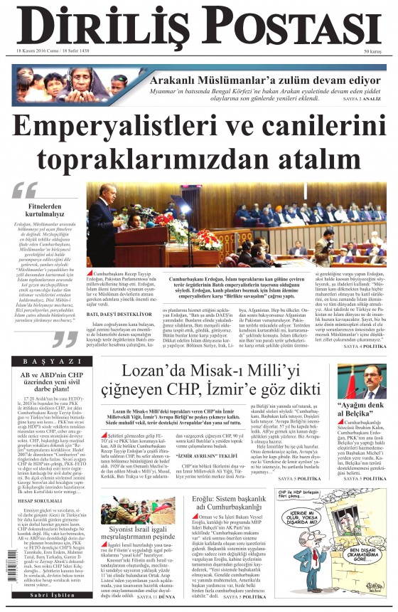 18 Kasım 2016 gazete manşetleri - 809