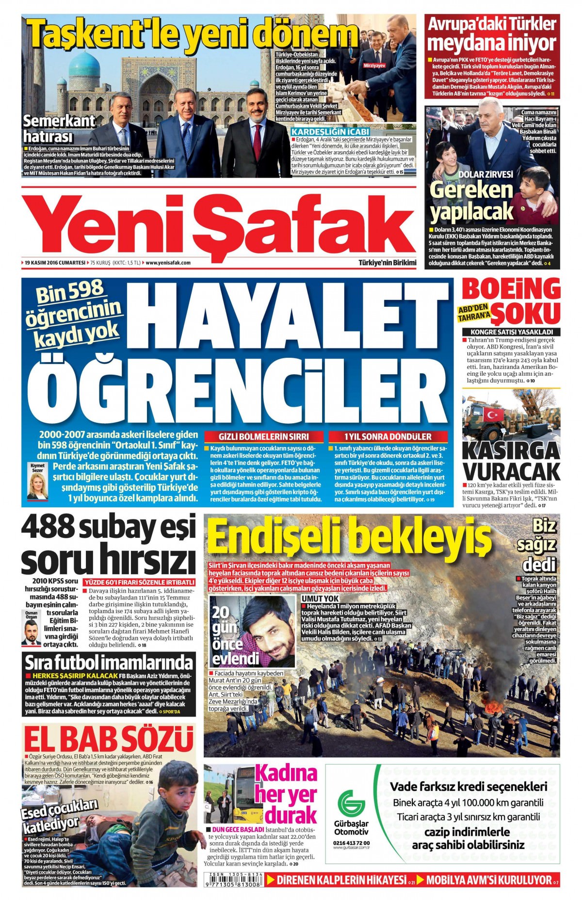19 Kasım 2016 gazete manşetleri - 697