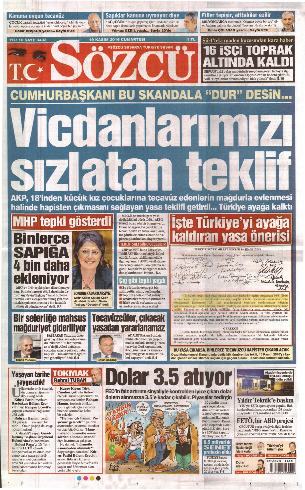 19 Kasım 2016 gazete manşetleri - 754