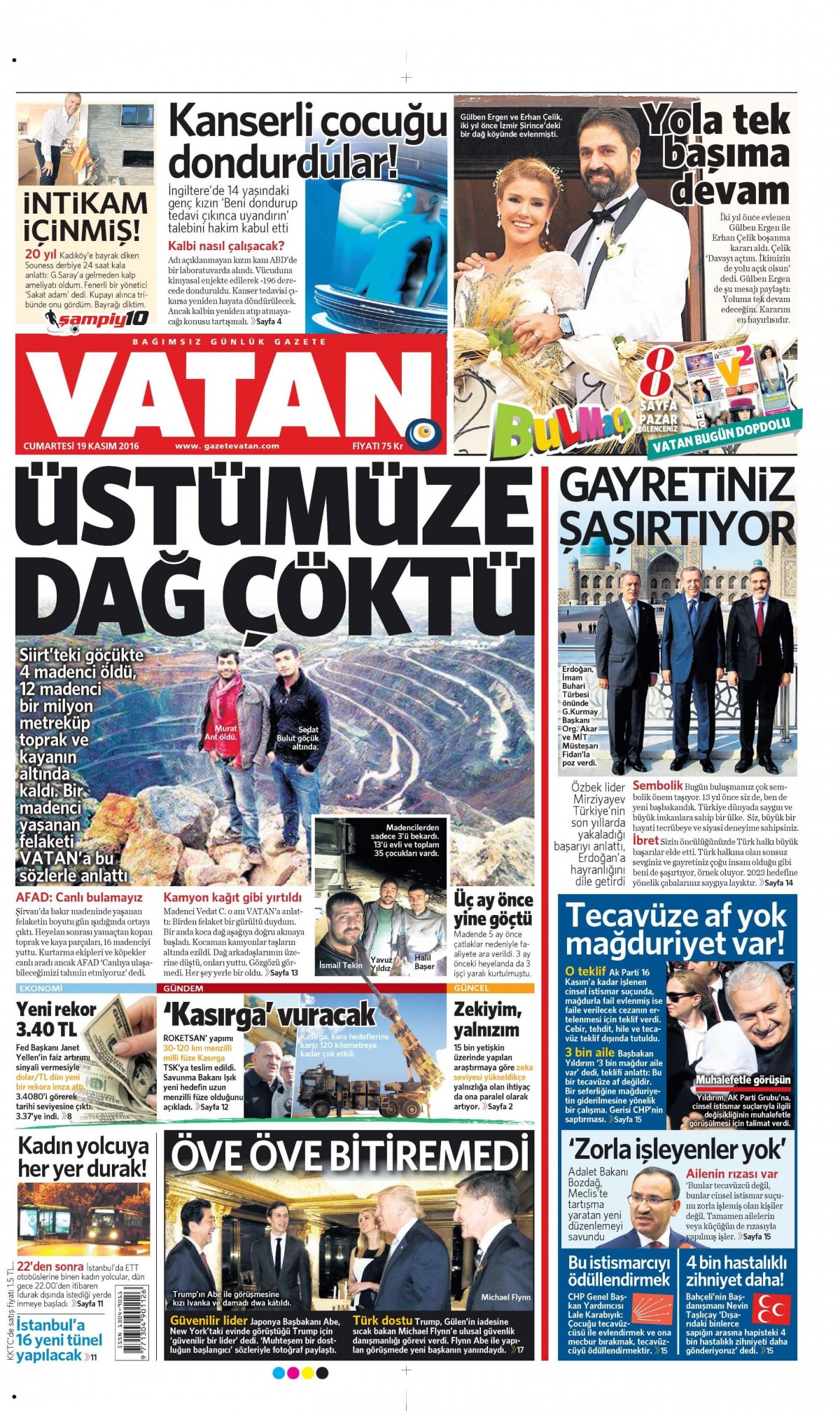 19 Kasım 2016 gazete manşetleri - 737