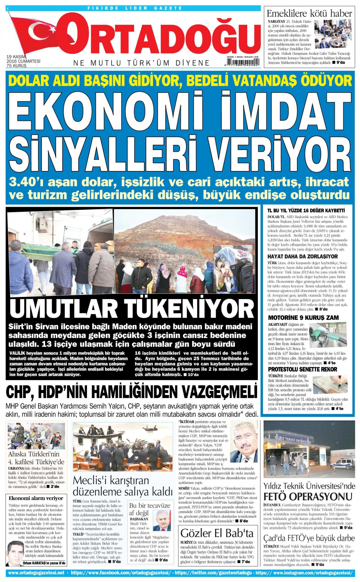 19 Kasım 2016 gazete manşetleri - 597