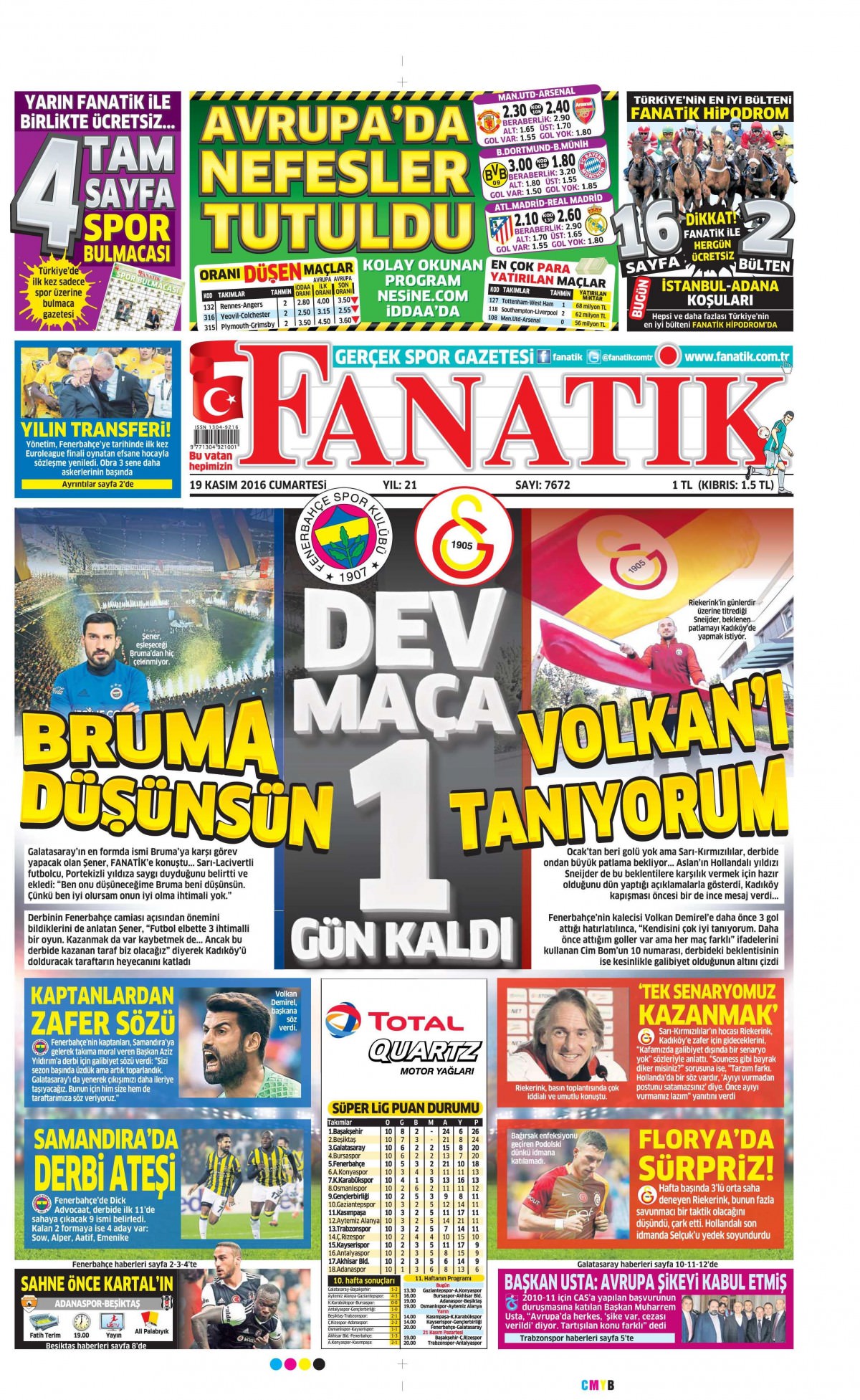 19 Kasım 2016 gazete manşetleri - 737