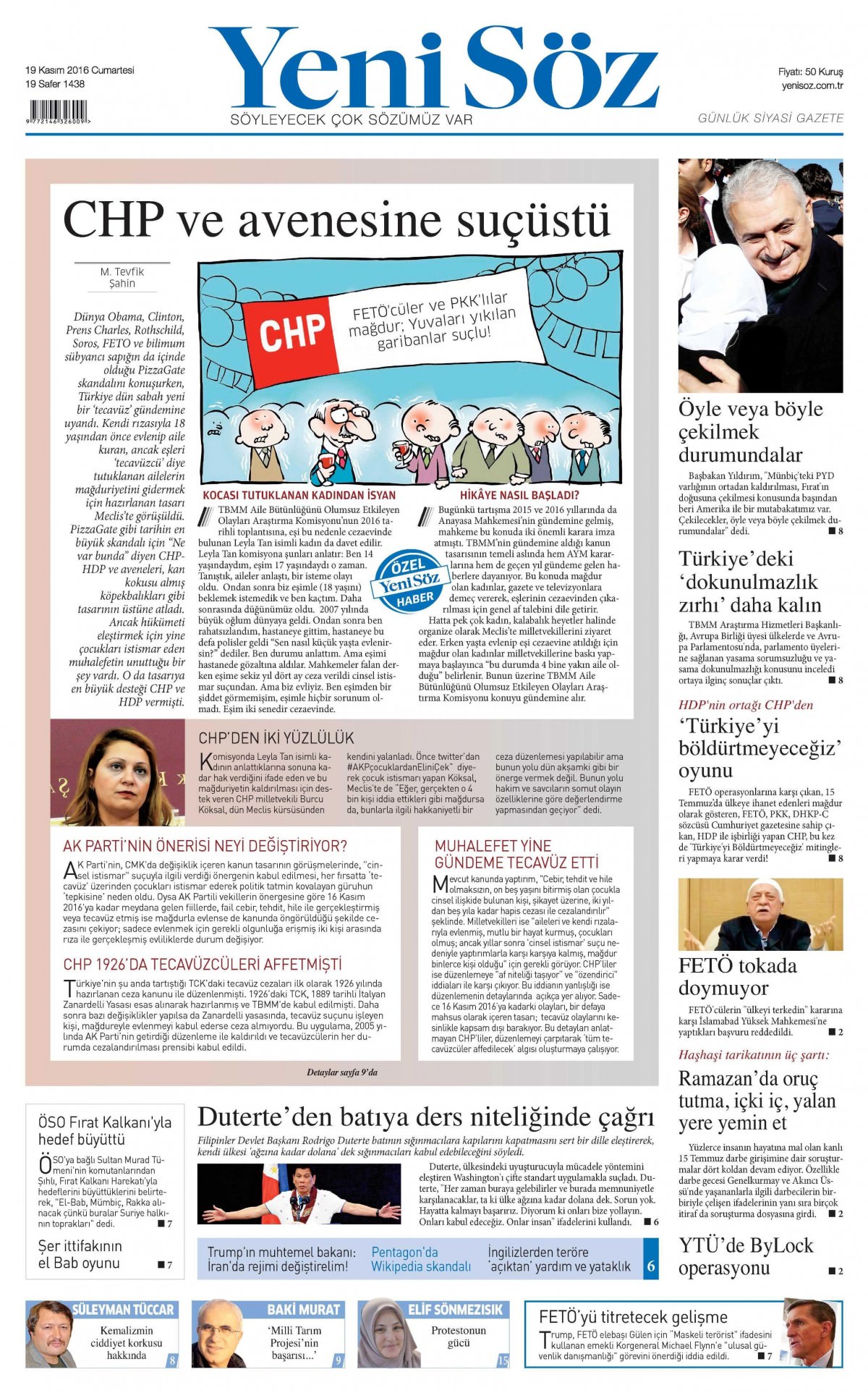 19 Kasım 2016 gazete manşetleri - 627