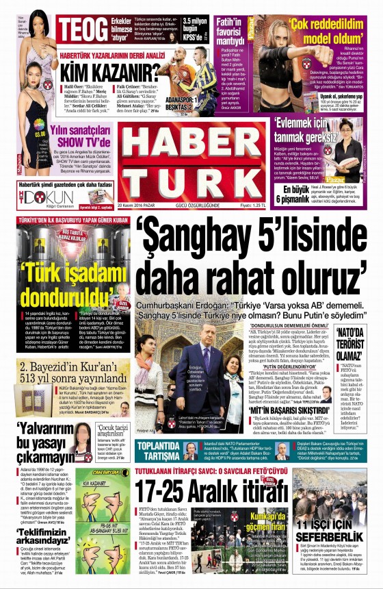 20 Kasım 2016 gazete manşetleri - 15