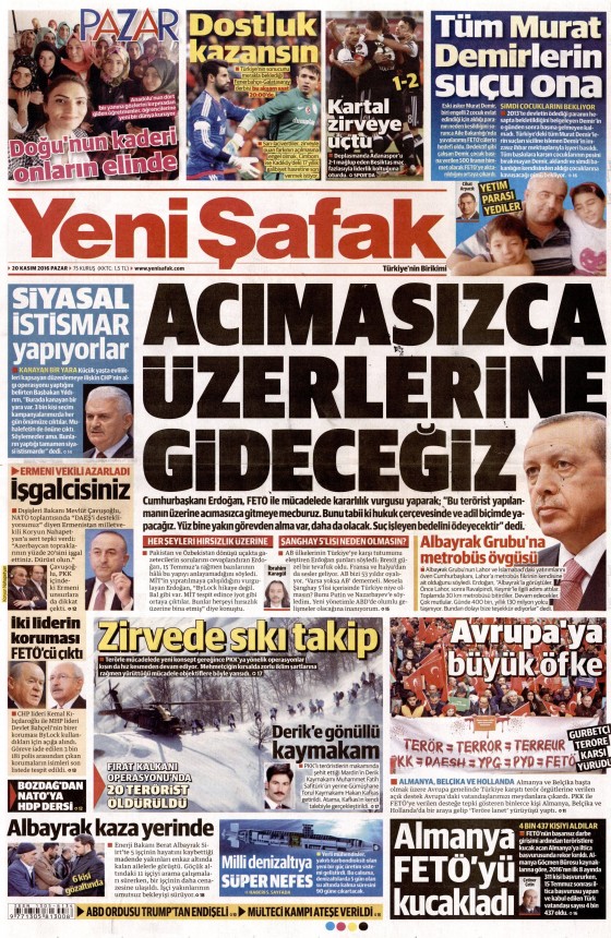 20 Kasım 2016 gazete manşetleri - 6