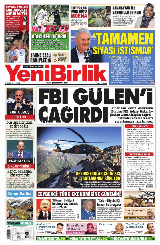 20 Kasım 2016 gazete manşetleri - 11