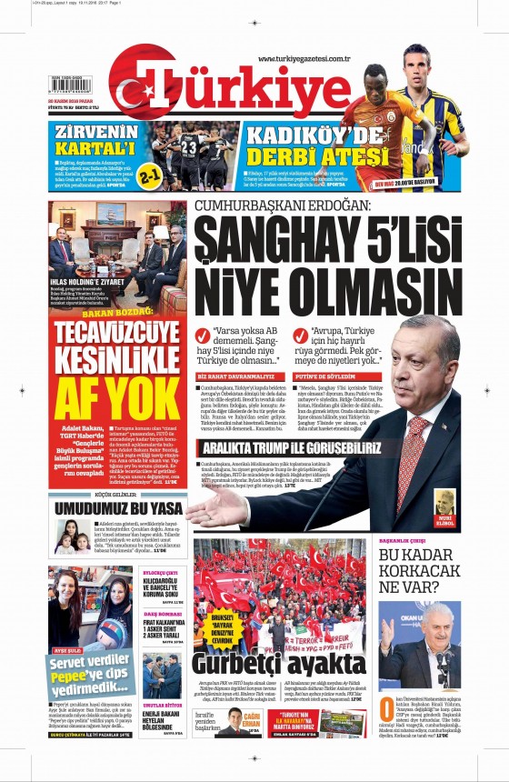 20 Kasım 2016 gazete manşetleri - 8