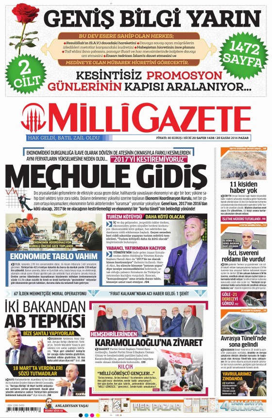 20 Kasım 2016 gazete manşetleri - 17