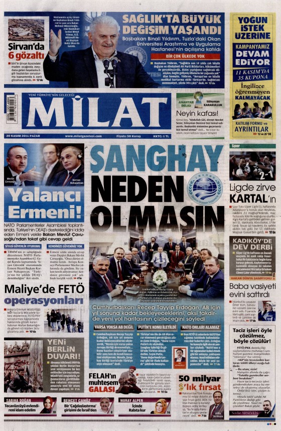20 Kasım 2016 gazete manşetleri - 4