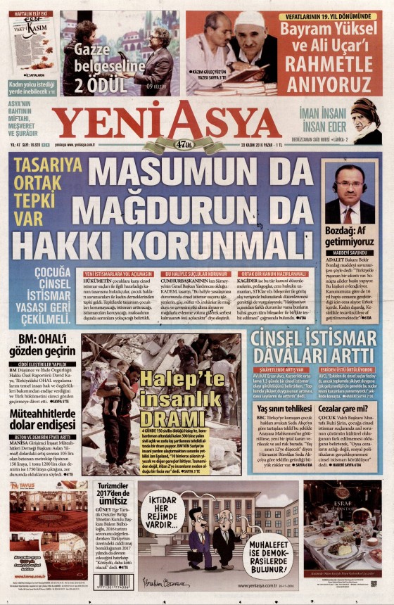 20 Kasım 2016 gazete manşetleri - 9