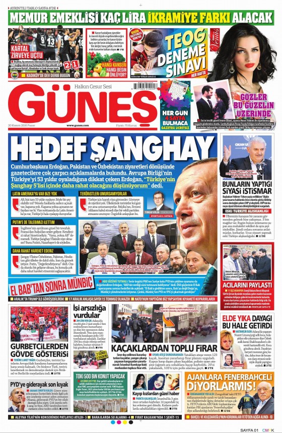 20 Kasım 2016 gazete manşetleri - 7