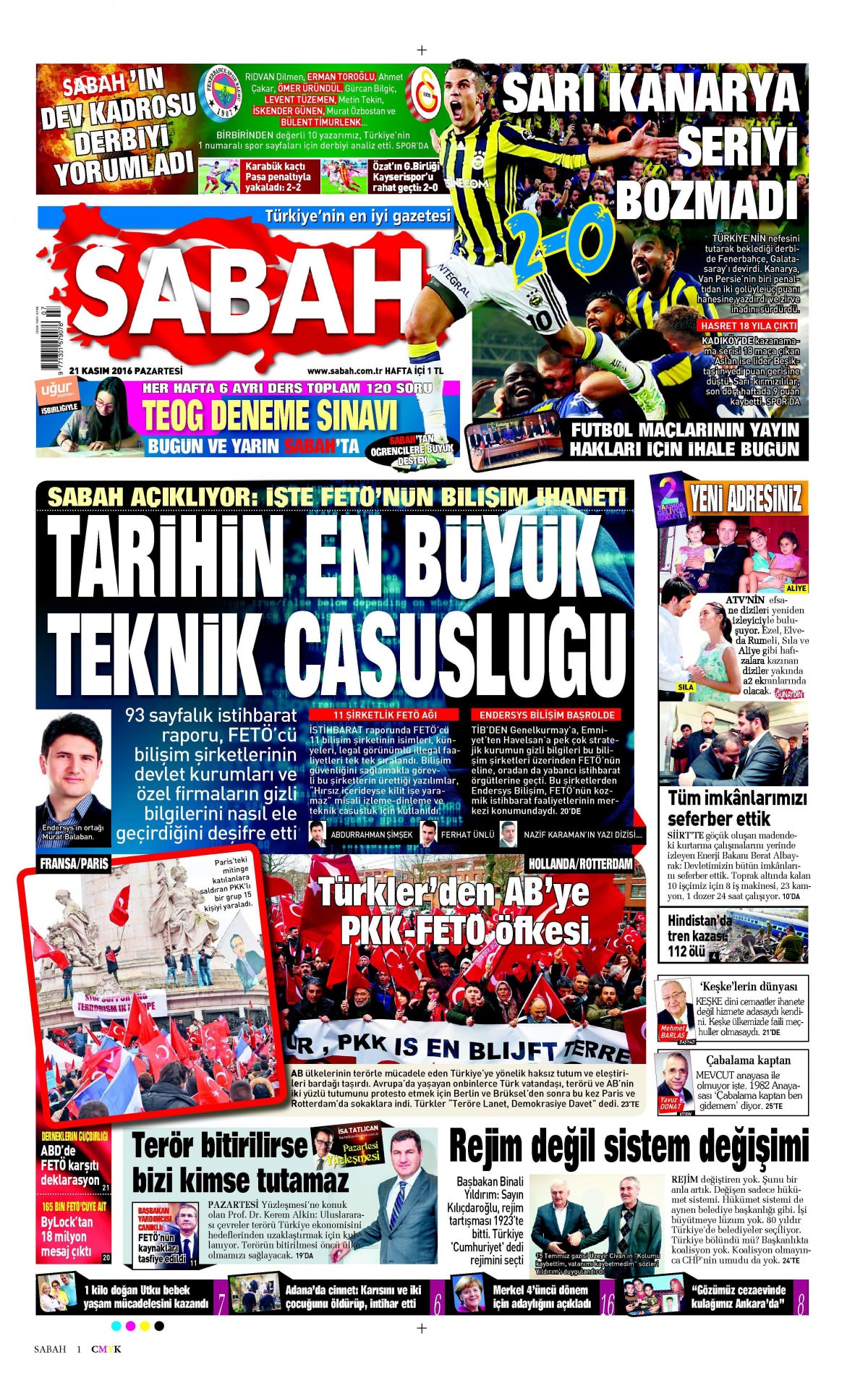 21 Kasım 2016 gazete manşetleri - 559