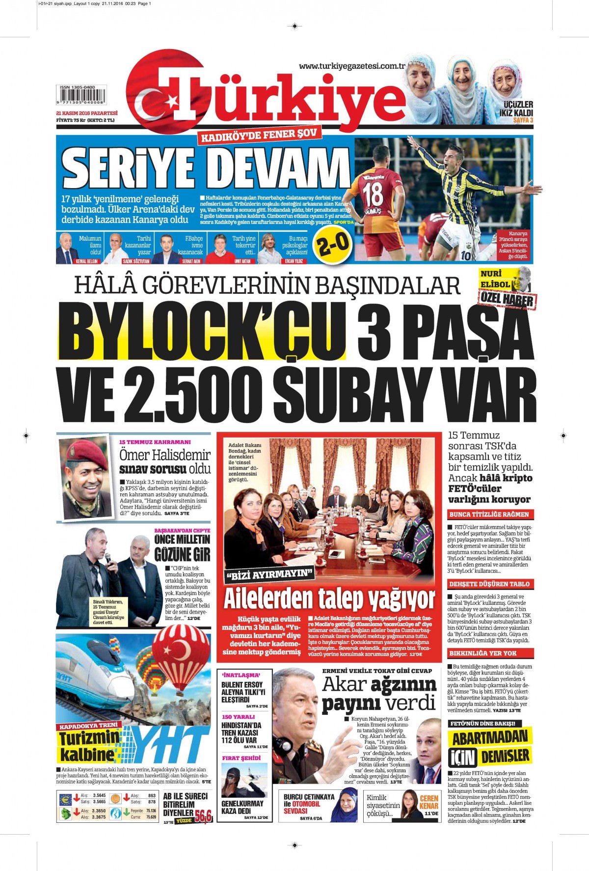 21 Kasım 2016 gazete manşetleri - 617