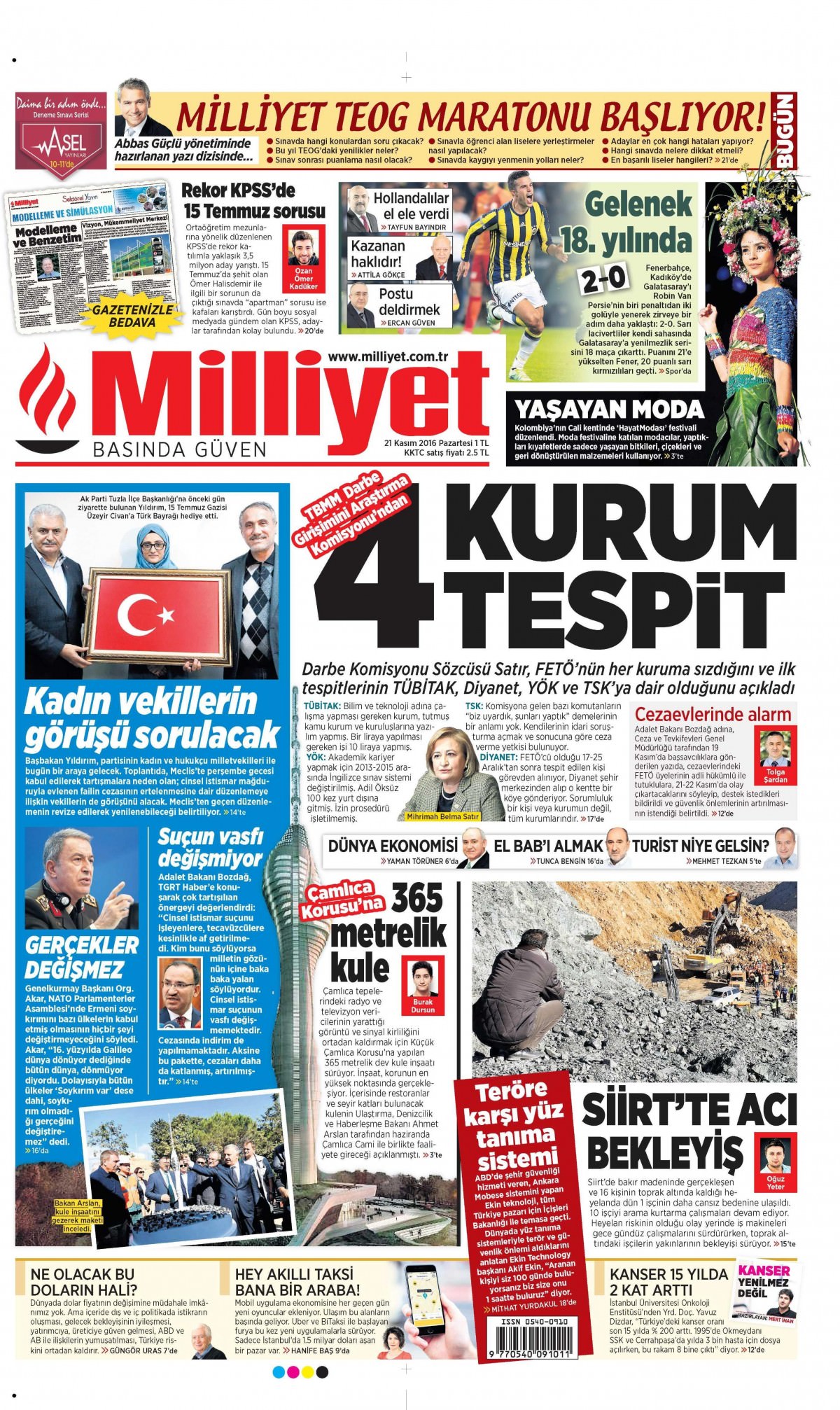 21 Kasım 2016 gazete manşetleri - 731