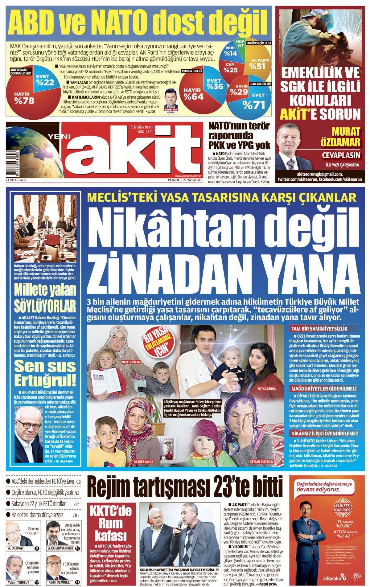 21 Kasım 2016 gazete manşetleri - 659