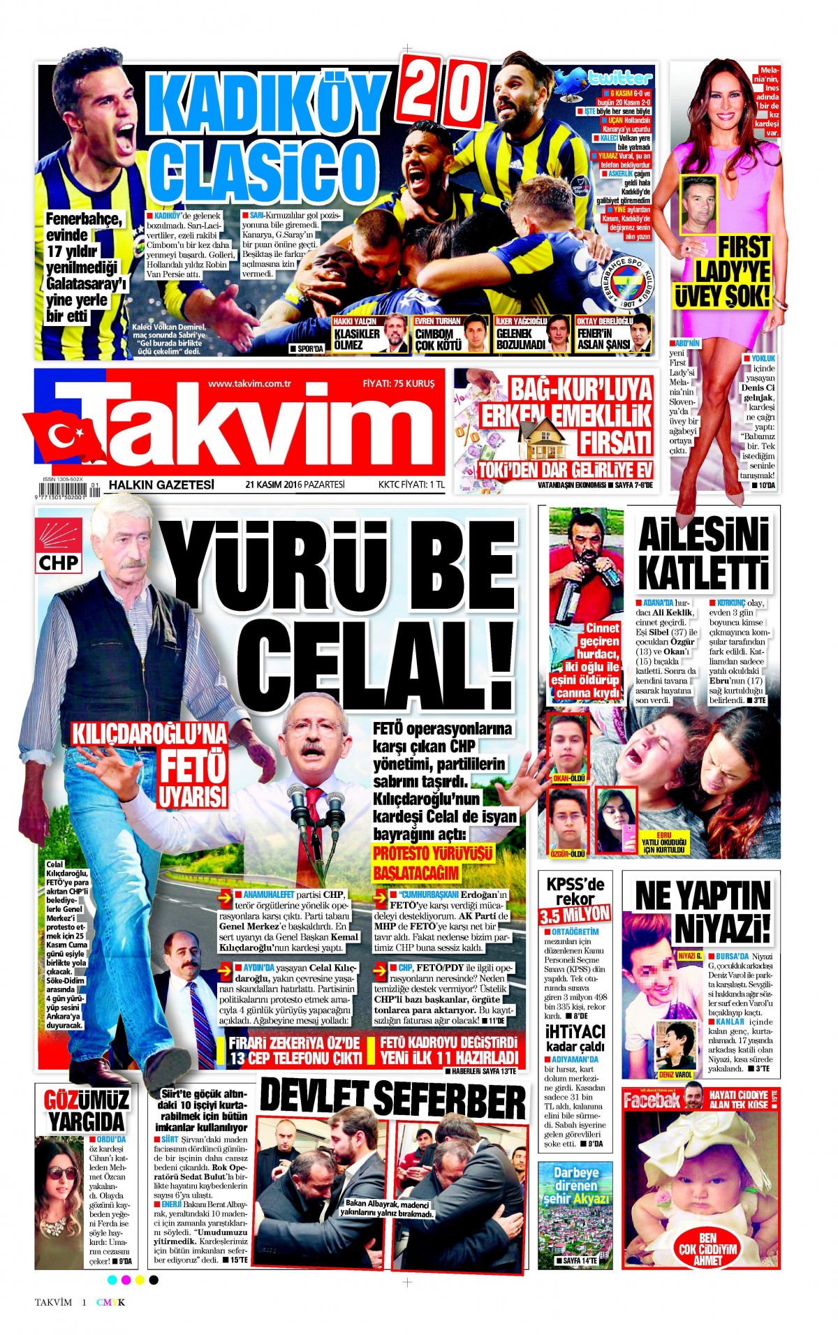 21 Kasım 2016 gazete manşetleri - 896