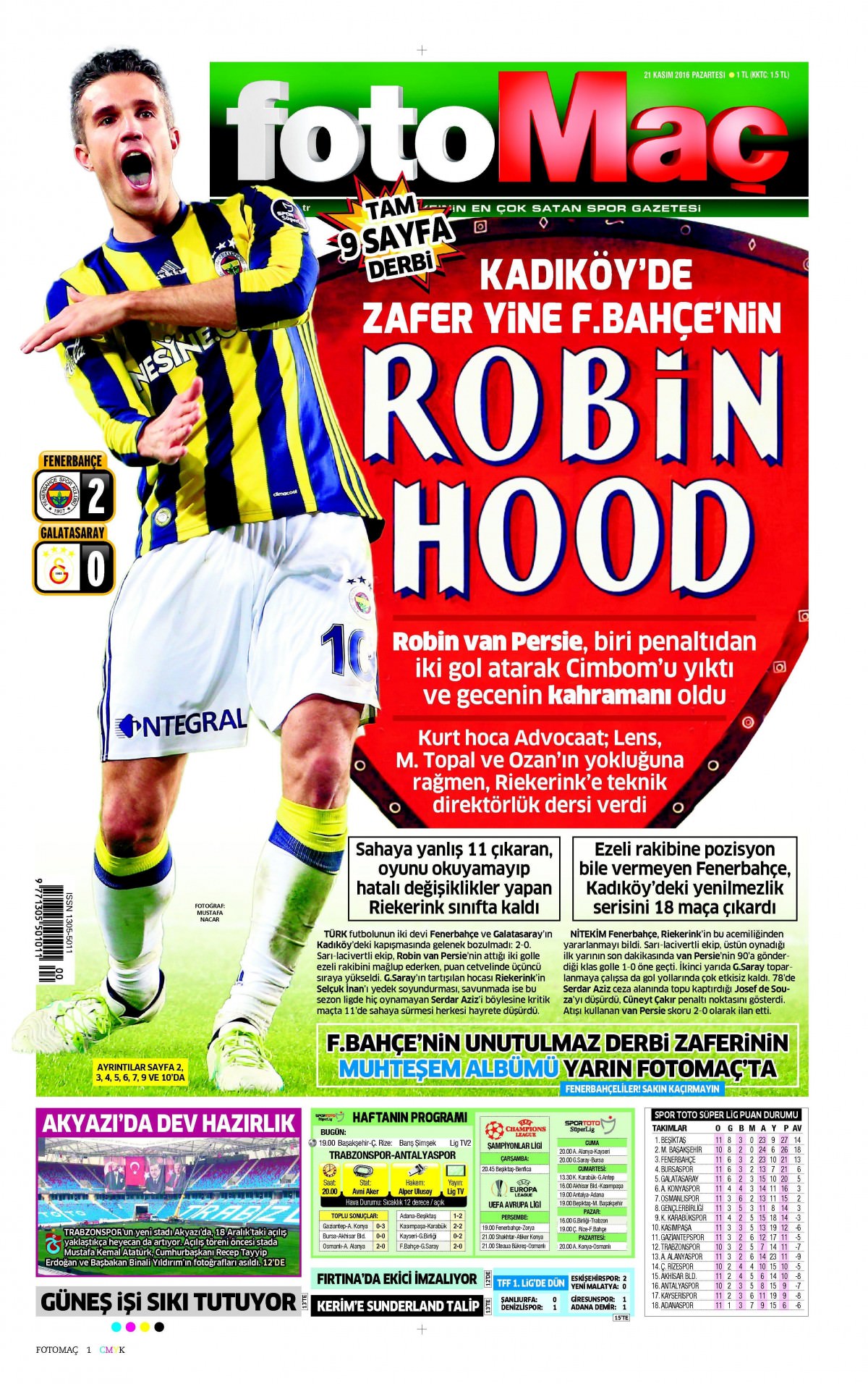 21 Kasım 2016 gazete manşetleri - 580