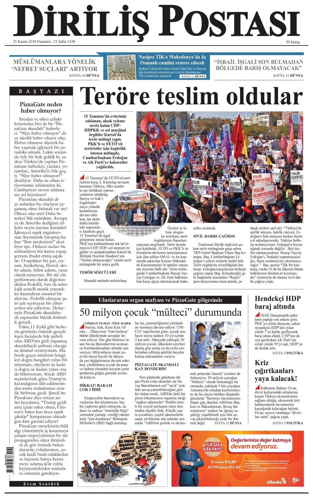 21 Kasım 2016 gazete manşetleri - 797