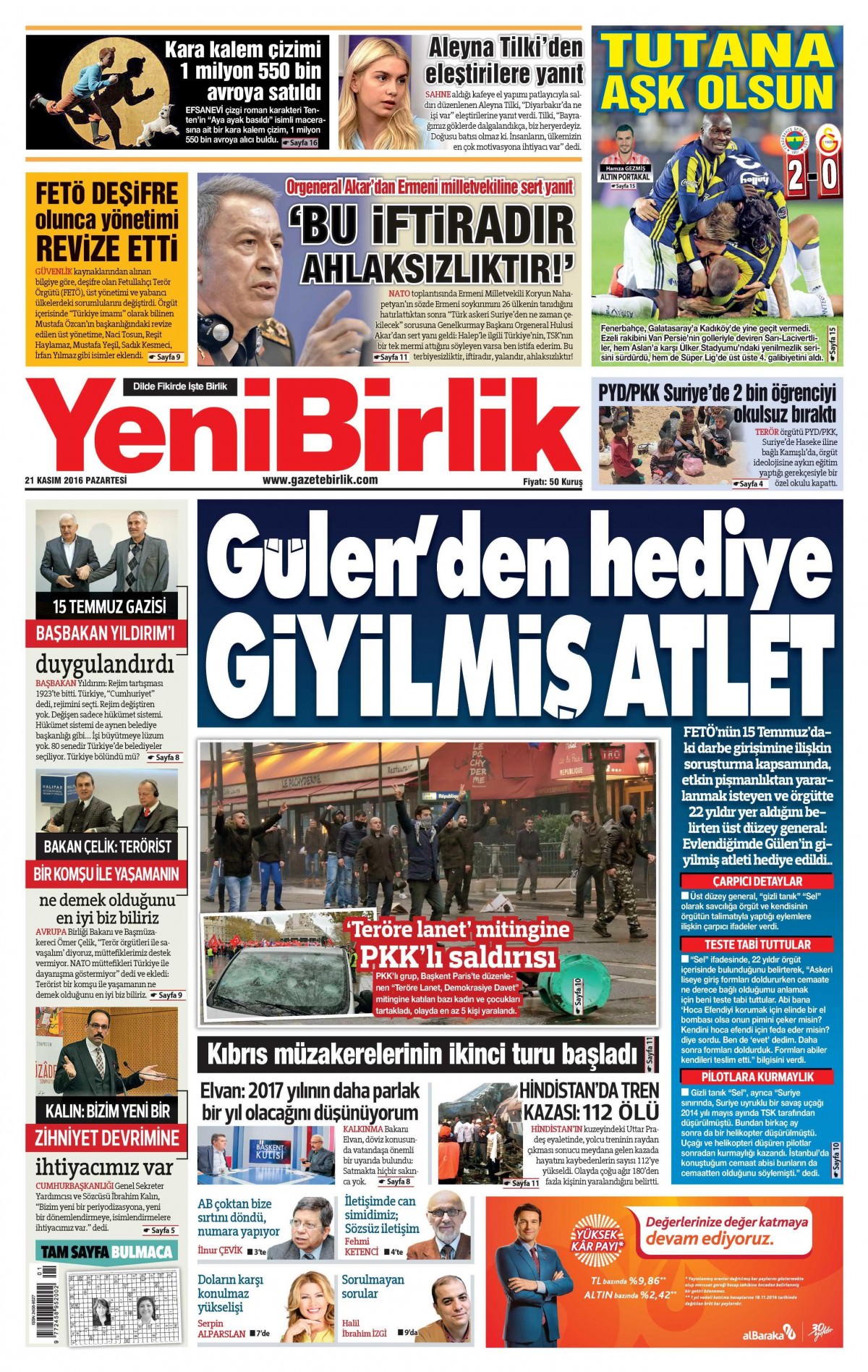 21 Kasım 2016 gazete manşetleri - 724