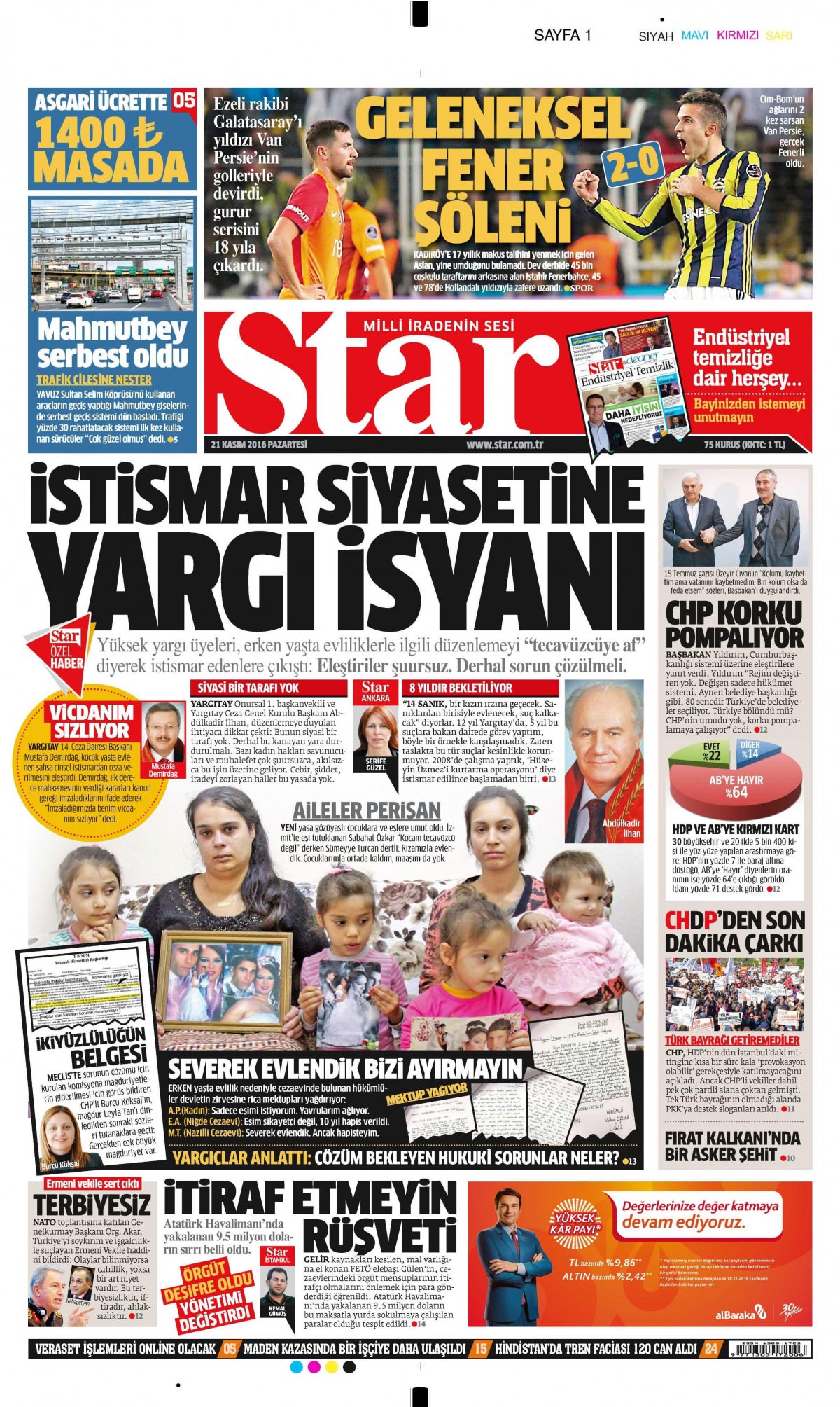 21 Kasım 2016 gazete manşetleri - 895