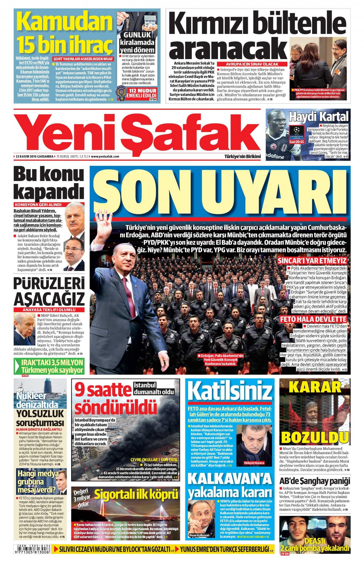 23 Kasım 2016 gazete manşetleri - 831