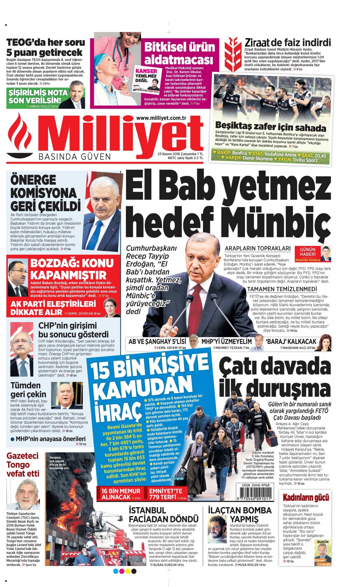 23 Kasım 2016 gazete manşetleri - 913