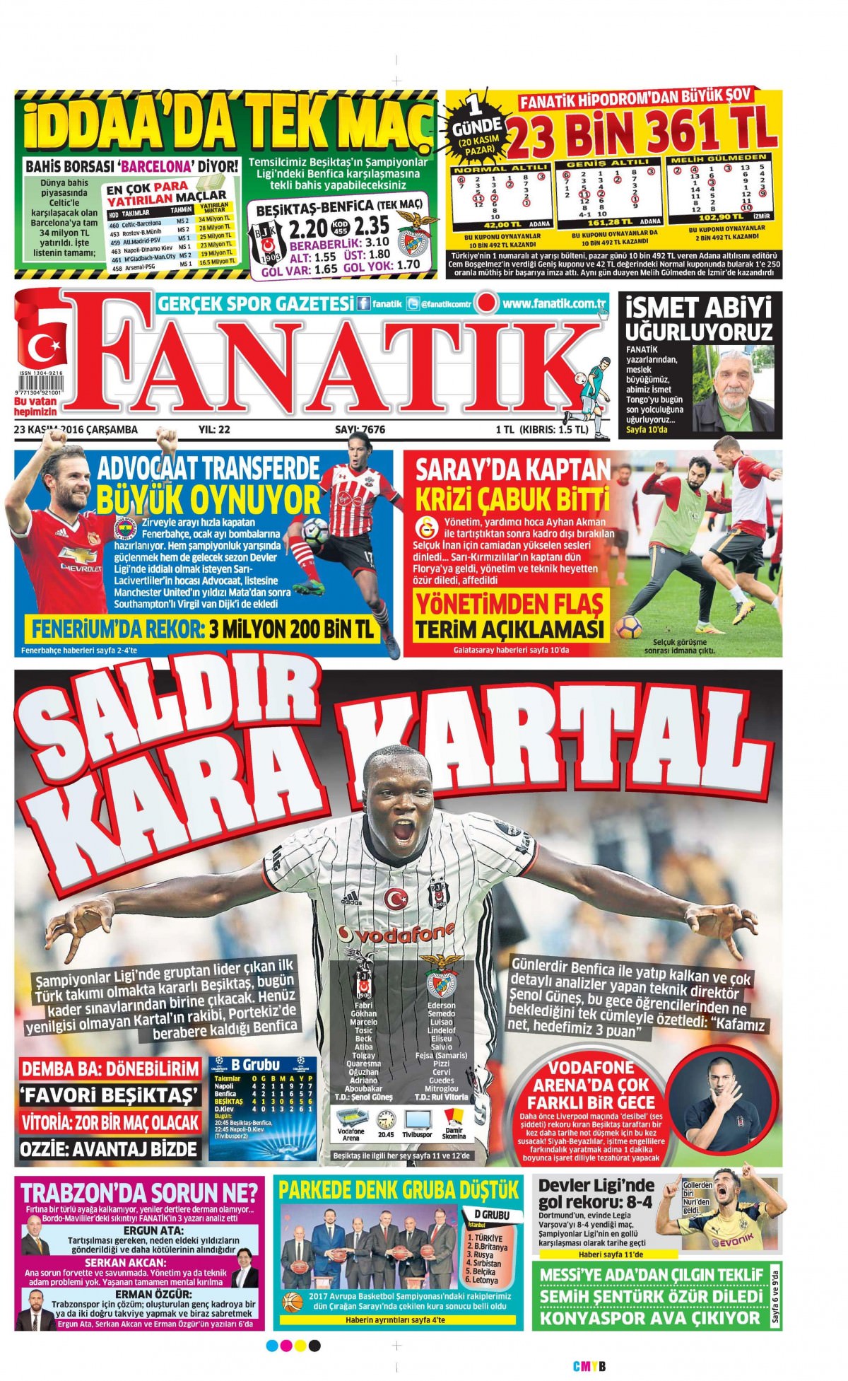 23 Kasım 2016 gazete manşetleri - 881