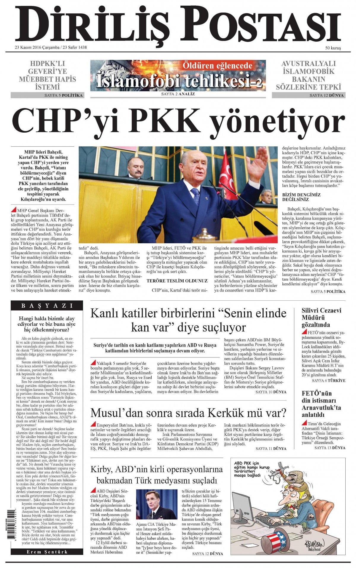 23 Kasım 2016 gazete manşetleri - 640